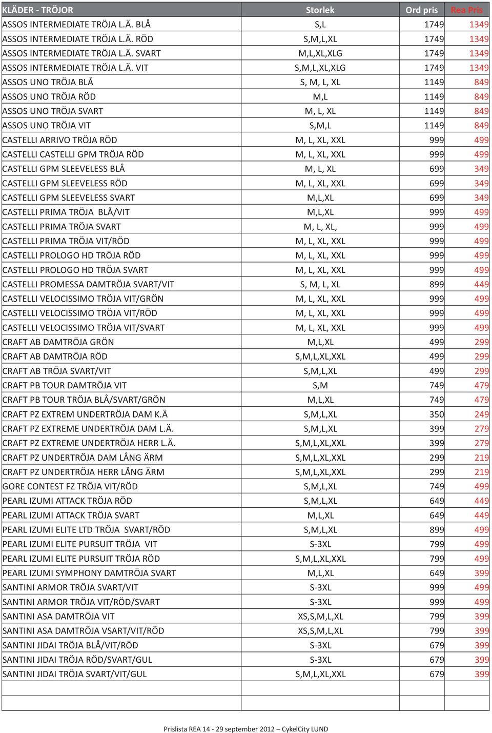 TRÖJA RÖD M, L, XL, XXL 999 499 CASTELLI CASTELLI GPM TRÖJA RÖD M, L, XL, XXL 999 499 CASTELLI GPM SLEEVELESS BLÅ M, L, XL 699 349 CASTELLI GPM SLEEVELESS RÖD M, L, XL, XXL 699 349 CASTELLI GPM