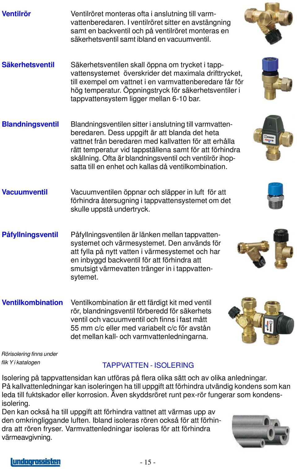 Säkerhetsventil Säkerhetsventilen skall öppna om trycket i tappvattensystemet överskrider det maximala drifttrycket, till exempel om vattnet i en varmvattenberedare får för hög temperatur.