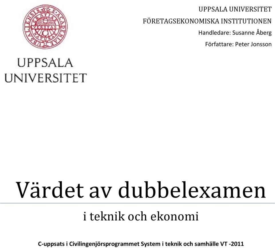 Värdet av dubbelexamen i teknik och ekonomi C-uppsats