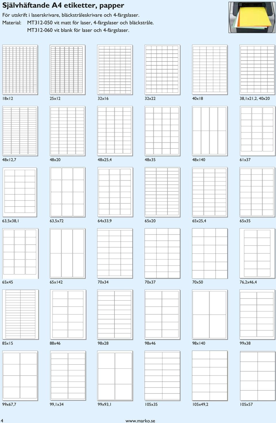 18x12 25x12 32x16 32x22 40x18 38,1x21,2, 40x20 48x12,7 48x20 48x25,4 48x35 48x140 61x37 63,5x38,1 63,5x72 64x33,9 65x20