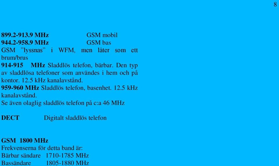 Den typ av sladdlösa telefoner som användes i hem och på kontor. 12.5 khz kanalavstånd.