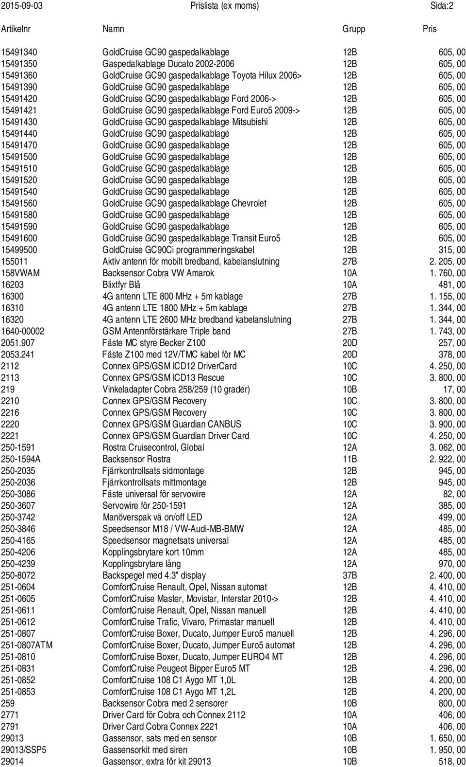 605, 00 15491430 GoldCruise GC90 gaspedalkablage Mitsubishi 12B 605, 00 15491440 GoldCruise GC90 gaspedalkablage 12B 605, 00 15491470 GoldCruise GC90 gaspedalkablage 12B 605, 00 15491500 GoldCruise