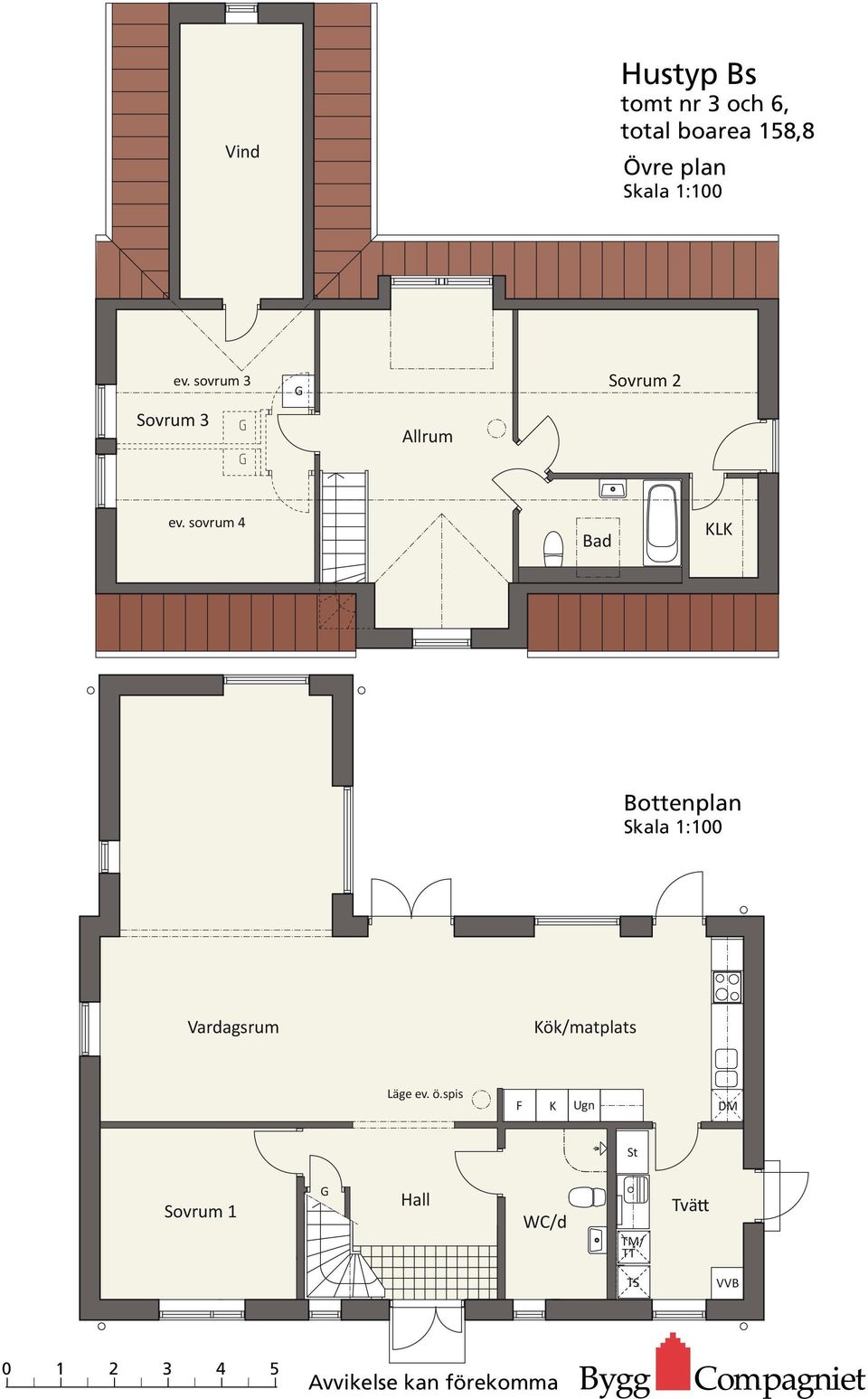 sovrum 4 Bad KLK Bottenplan Vardagsrum Kök/matplats Läge ev. ö.