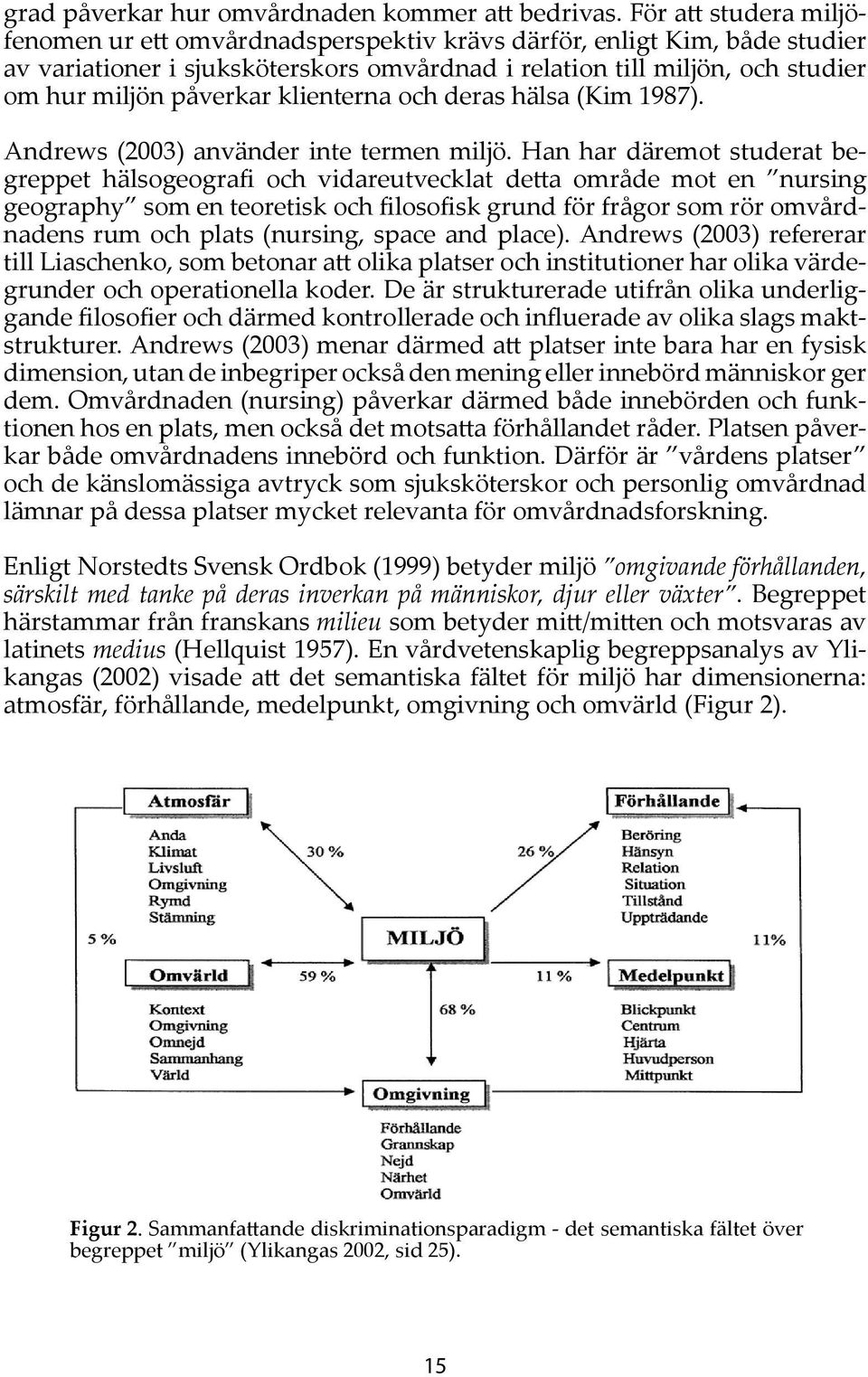 klienterna och deras hälsa (Kim 1987). Andrews (2003) använder inte termen miljö.