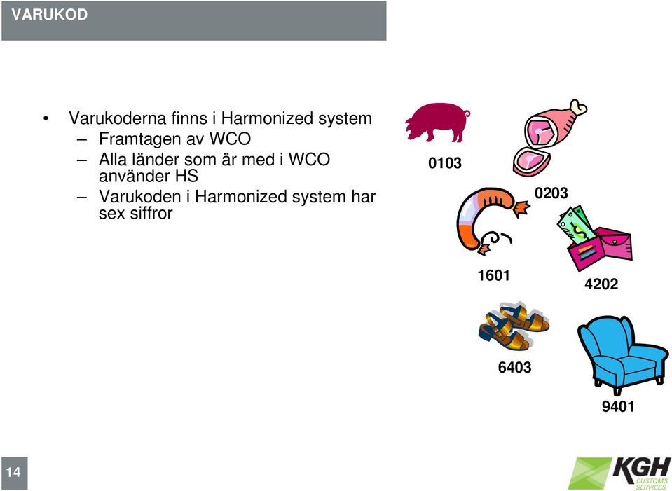 använder HS Varukoden i Harmonized system har