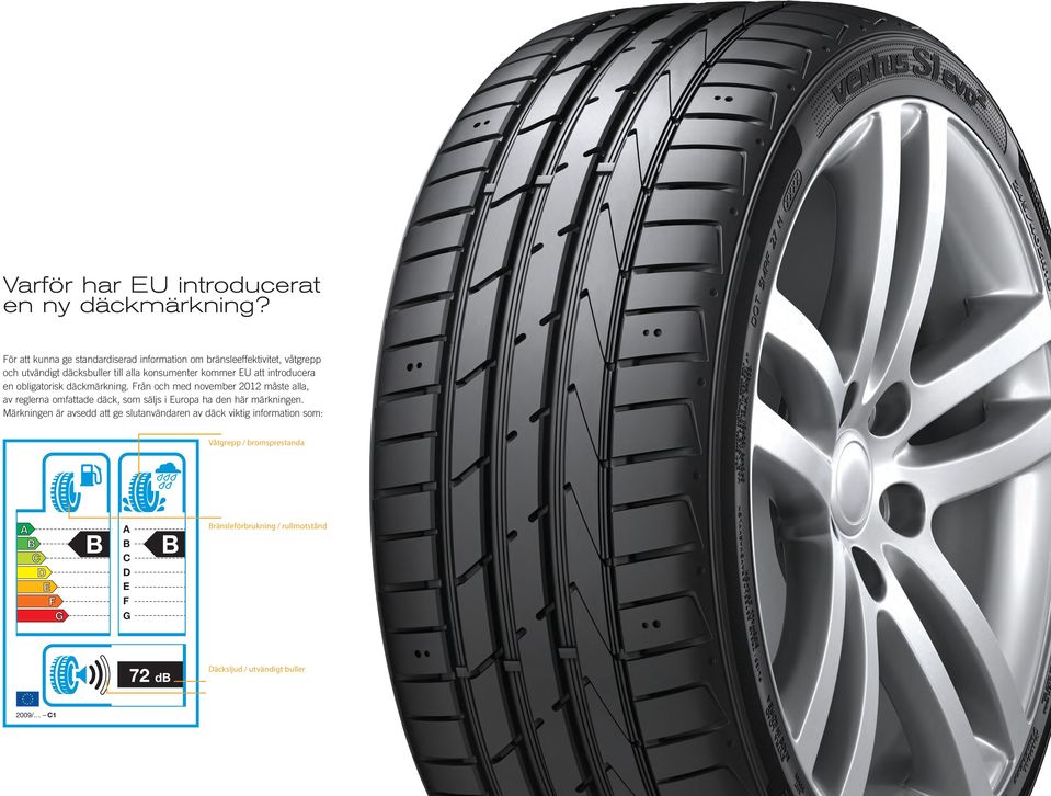 Från och med november 2012 måste alla, av reglerna omfattade däck, som säljs i Europa ha den här märkningen.