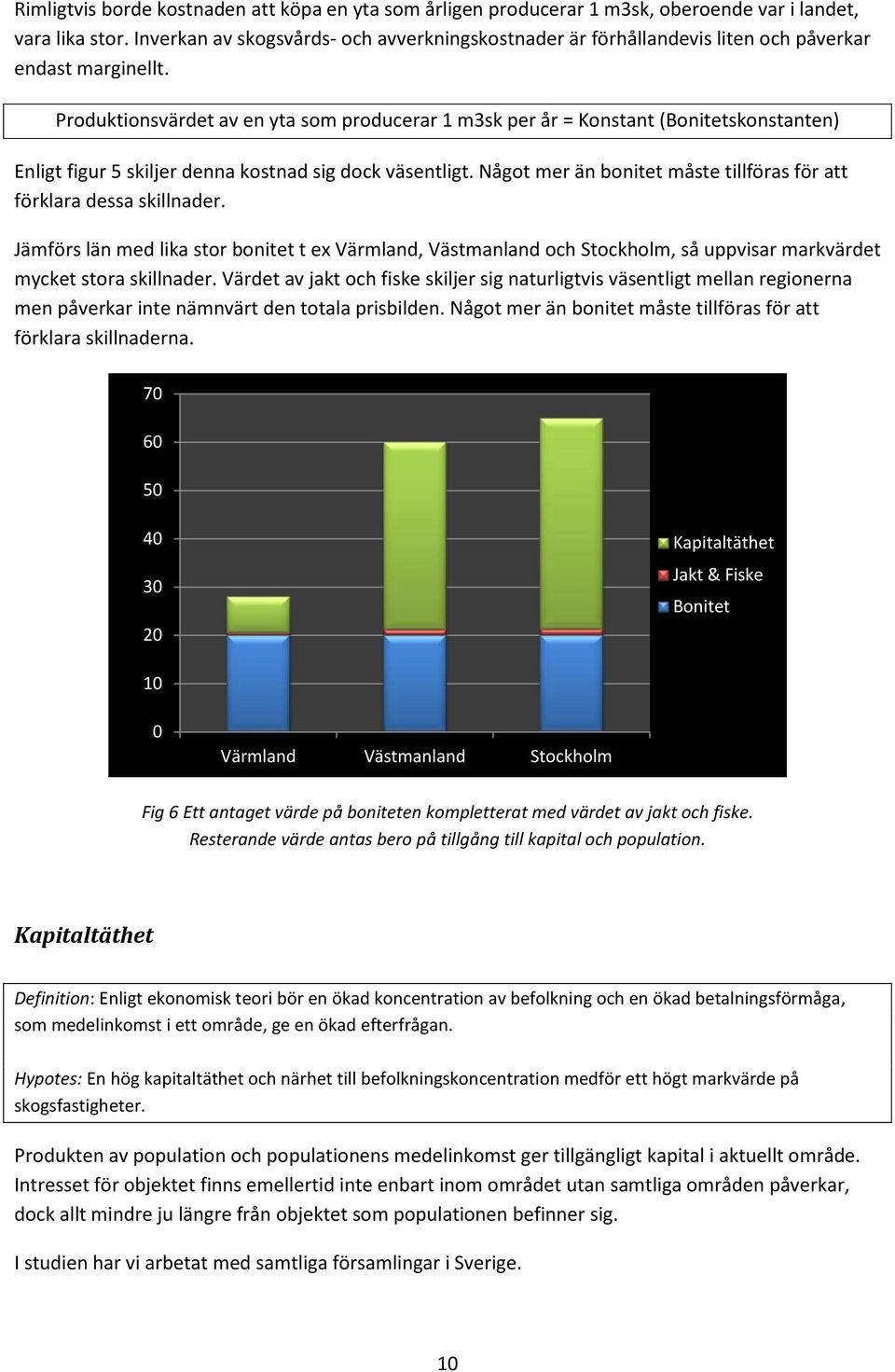 Produktionsvärdet av en yta som producerar 1 m3sk per år = Konstant (Bonitetskonstanten) Enligt figur 5 skiljer denna kostnad sig dock väsentligt.