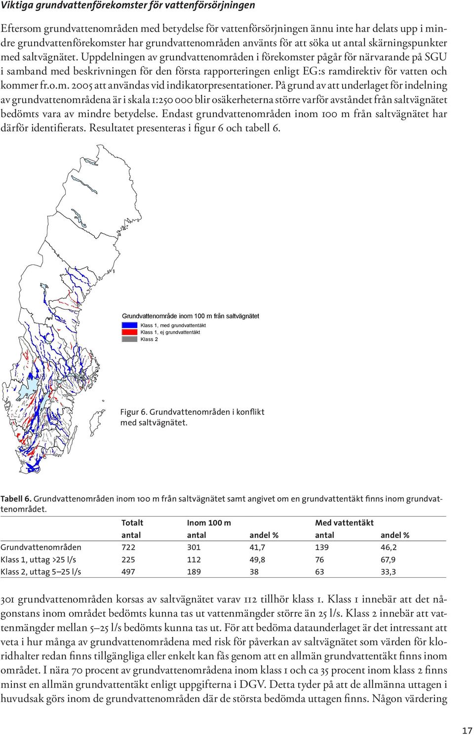 Uppdelningen av grundvattenområden i förekomster pågår för närvarande på SGU i samband med beskrivningen för den första rapporteringen enligt EG:s ramdirektiv för vatten och kommer fr.o.m. 2005 att användas vid indikatorpresentationer.