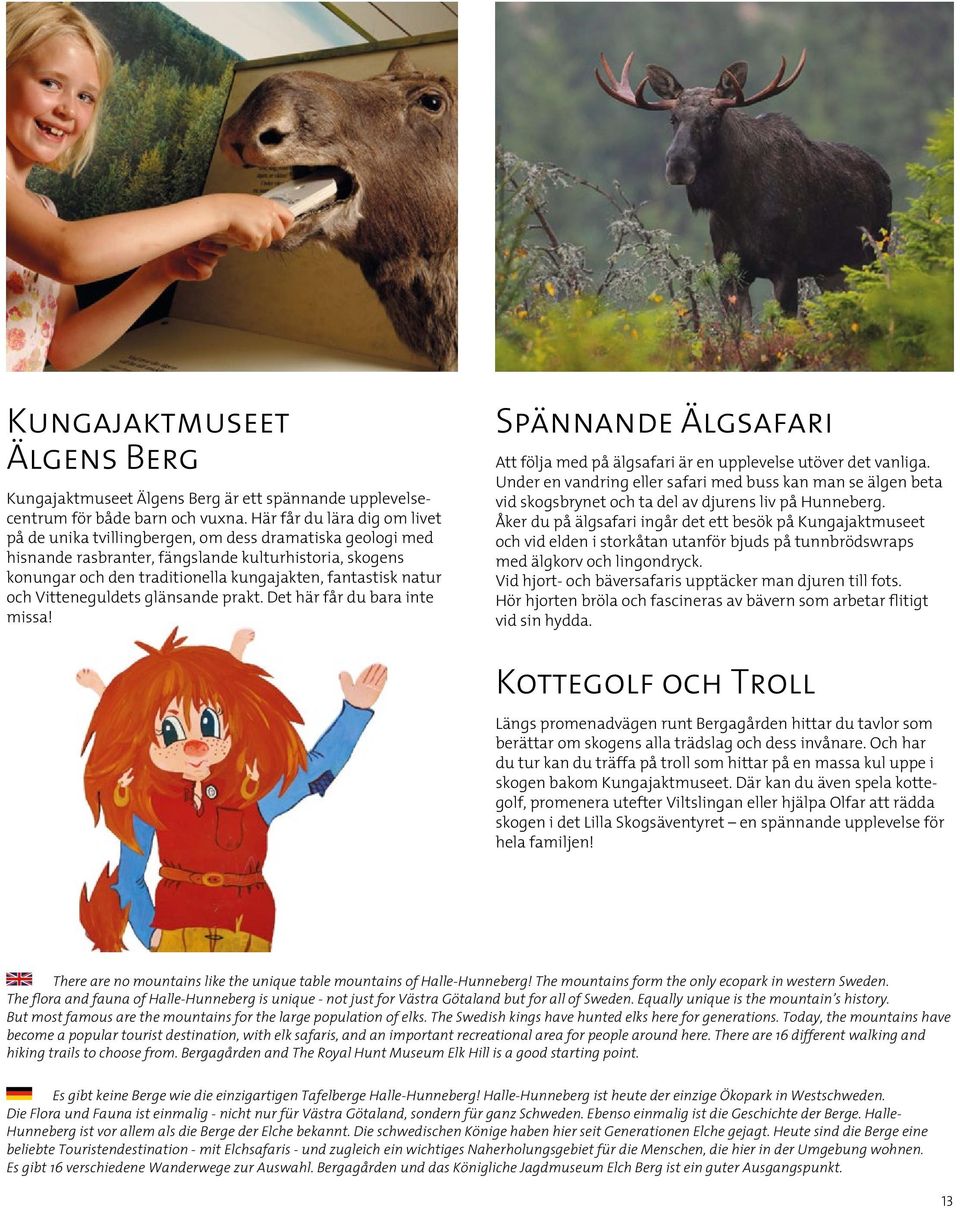 natur och Vittene guldets glänsande prakt. Det här får du bara inte missa! Spännande Älgsafari Att följa med på älgsafari är en upplevelse utöver det vanliga.