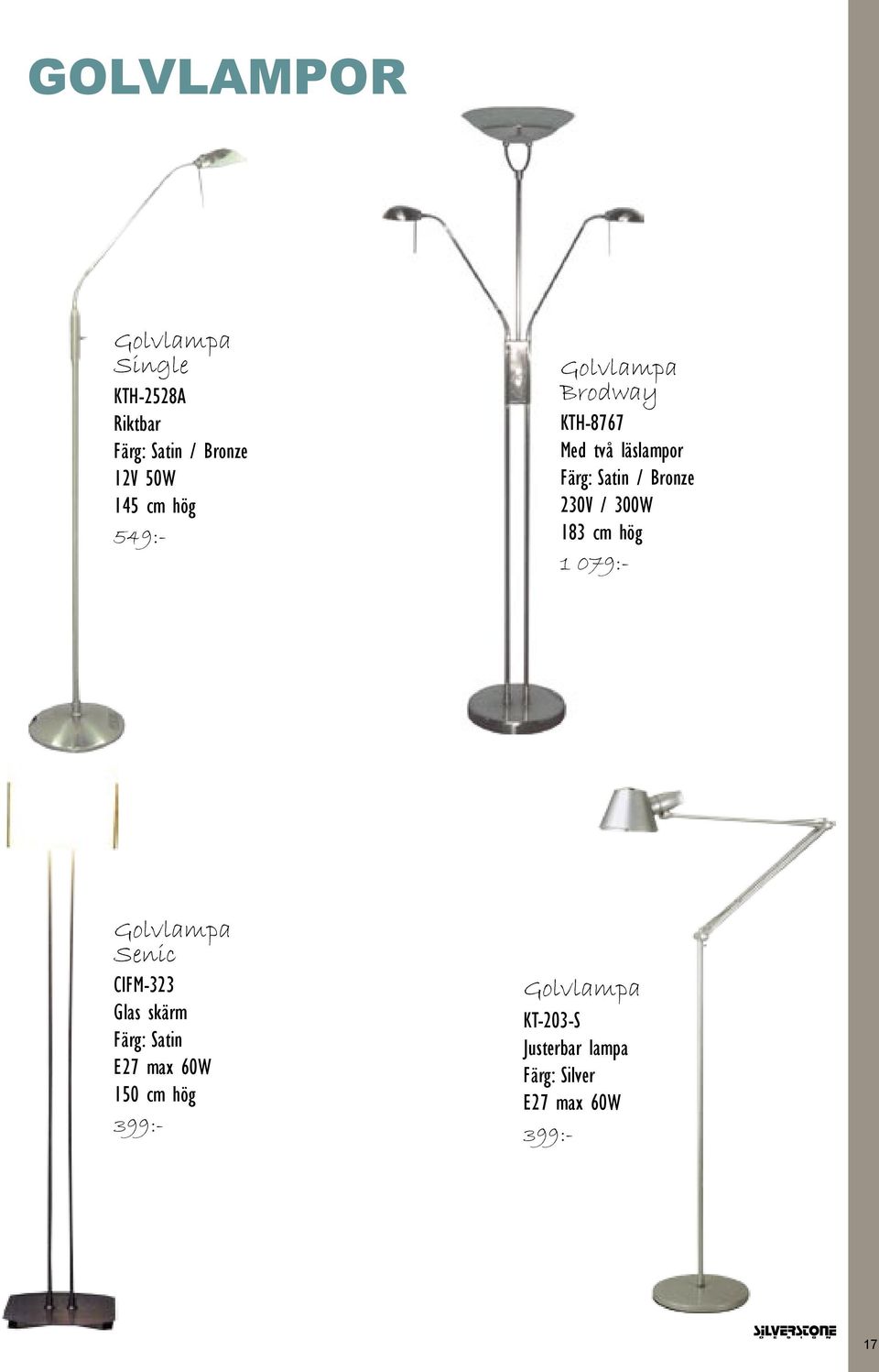 183 cm hög 1 079:- Golvlampa Senic CIFM-323 Glas skärm E27 max 60W 150 cm