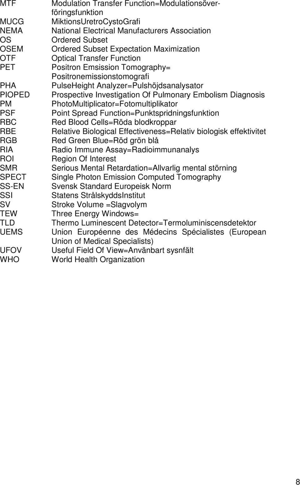 Analyzer=Pulshöjdsanalysator Prospective Investigation Of Pulmonary Embolism Diagnosis PhotoMultiplicator=Fotomultiplikator Point Spread Function=Punktspridningsfunktion Red Blood Cells=Röda