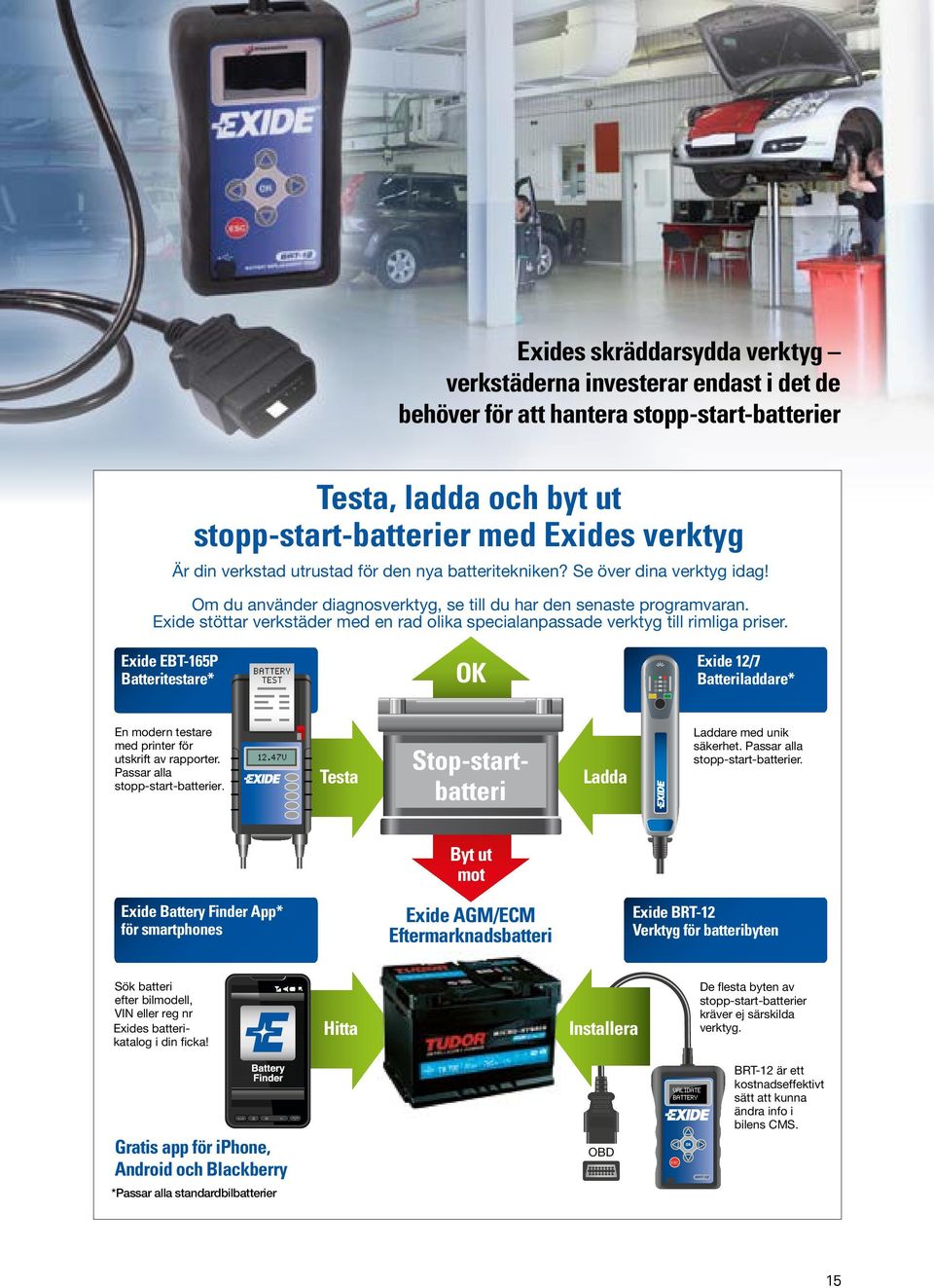 Exide stöttar verkstäder med en rad olika specialanpassade verktyg till rimliga priser.