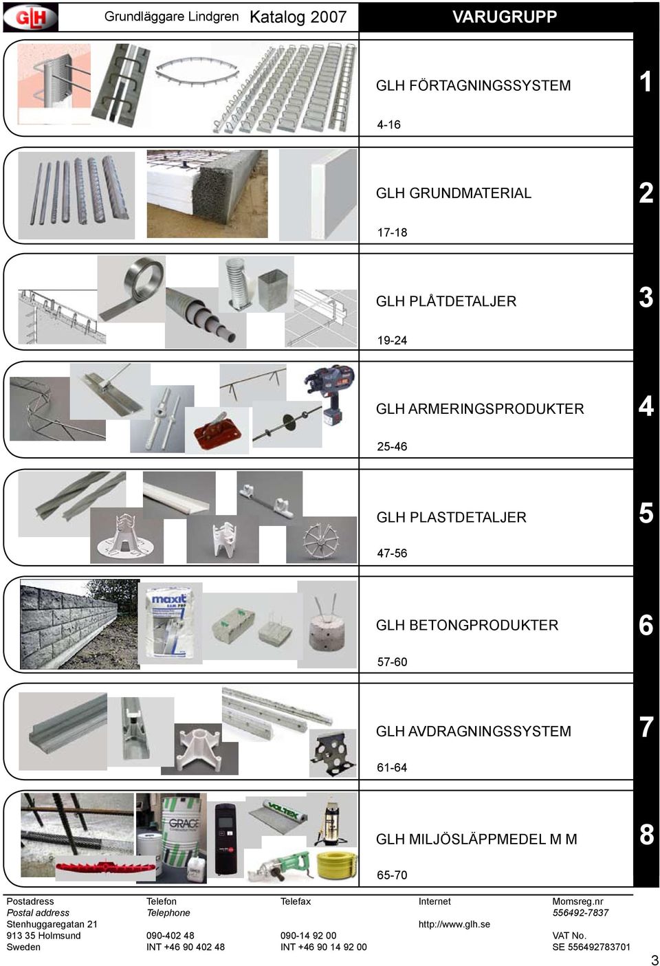 ARMERINGSPRODUKTER 4 25-46 GLH PLASTDETALJER 5 47-56 GLH