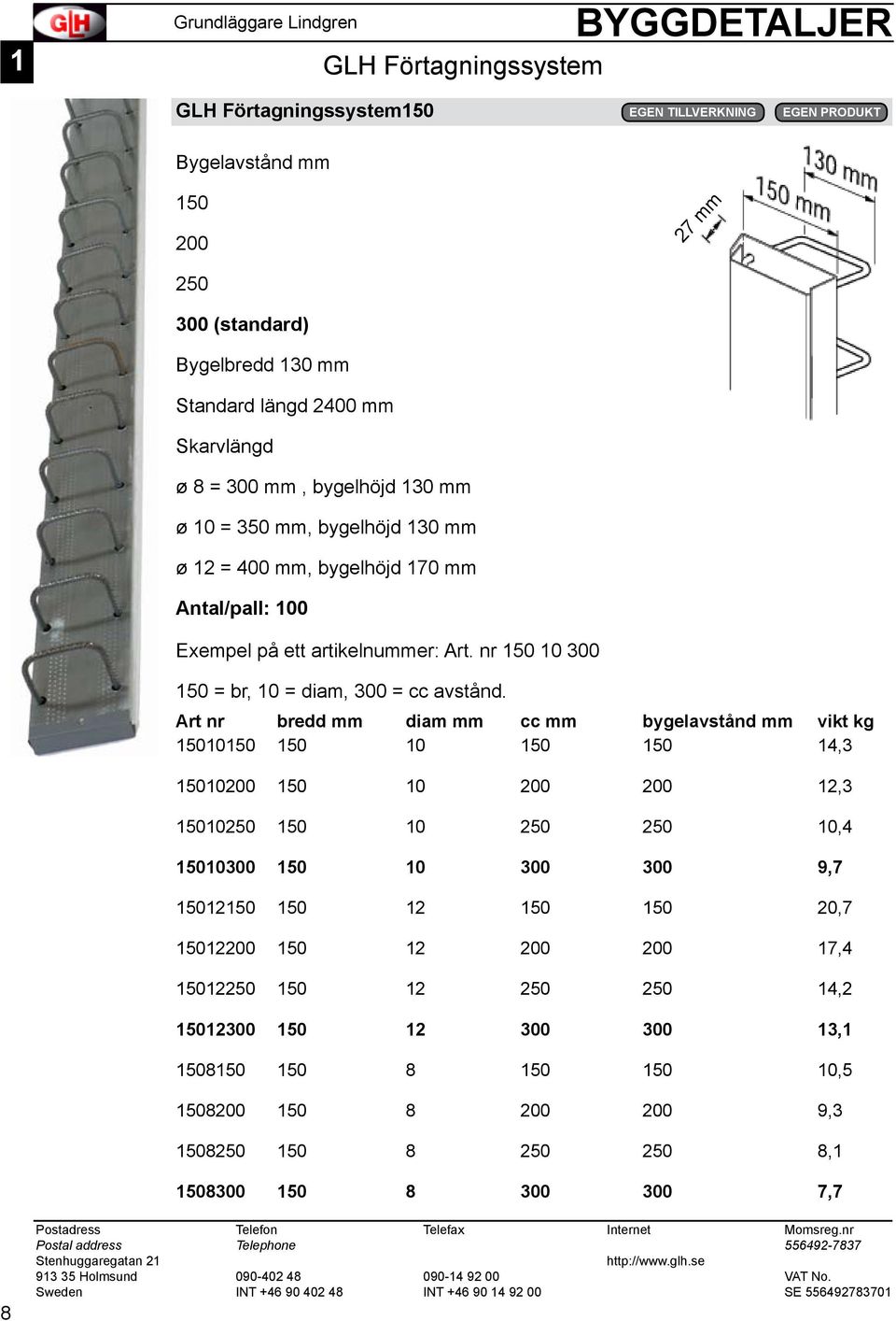 nr 150 10 300 27 mm 150 = br, 10 = diam, 300 = cc avstånd.