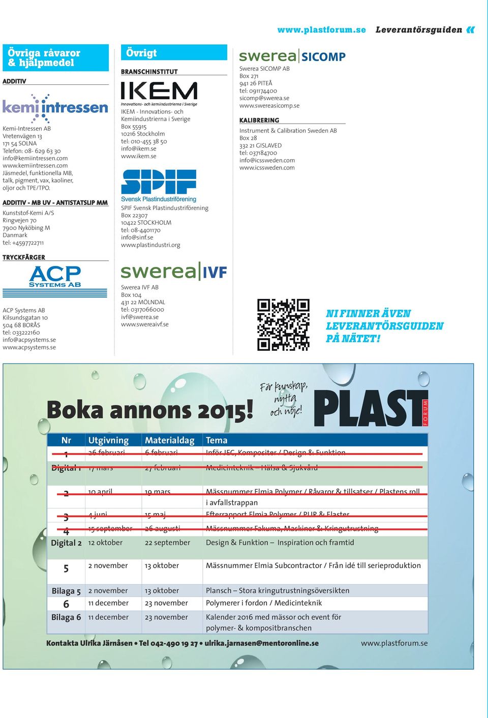 ADDITIV - MB UV - ANTISTATSLIP MM Kunststof-Kemi A/S Ringvejen 70 7900 Nyköbing M Danmark tel: +4597722711 TRYCKFÄRGER Övrigt BRANSCHINSTITUT IKEM - Innovations- och Kemiindustrierna i Sverige Box