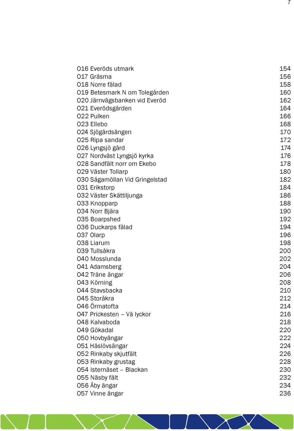 Skättiljunga 186 O33 Knopparp 188 O34 Norr Bjära 190 O35 Boarpshed 192 O36 Duckarps fälad 194 O37 Olarp 196 O38 Liarum 198 O39 Tullsåkra 200 O40 Mosslunda 202 O41 Adamsberg 204 O42 Träne ängar 206