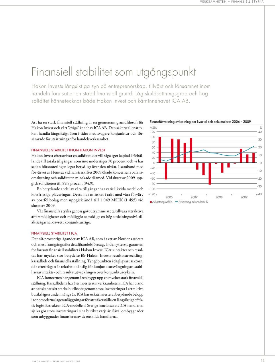 Att ha en stark finansiell ställning är en gemensam grundfilosofi för Hakon Invest och vårt eviga innehav ICA AB.