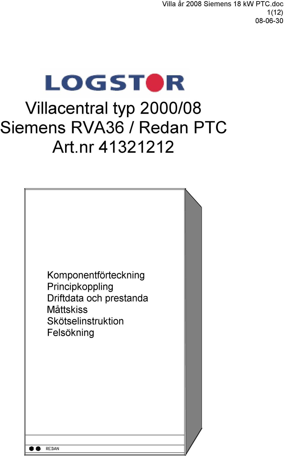 nr 41321212 Komponentförteckning