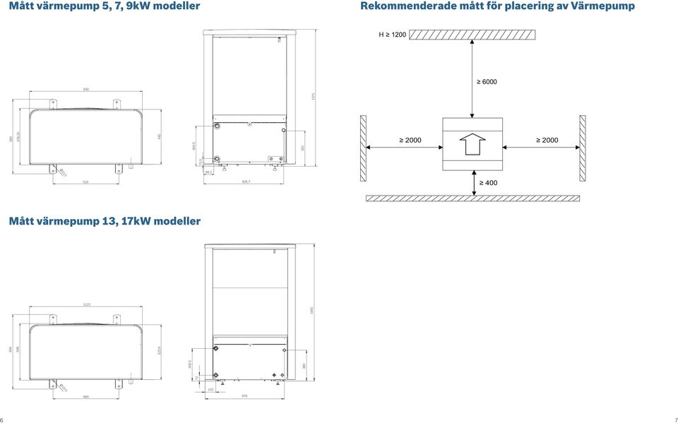 5 78.5 50 85,7 Mått värmepump, 7kW modeller 7 00.