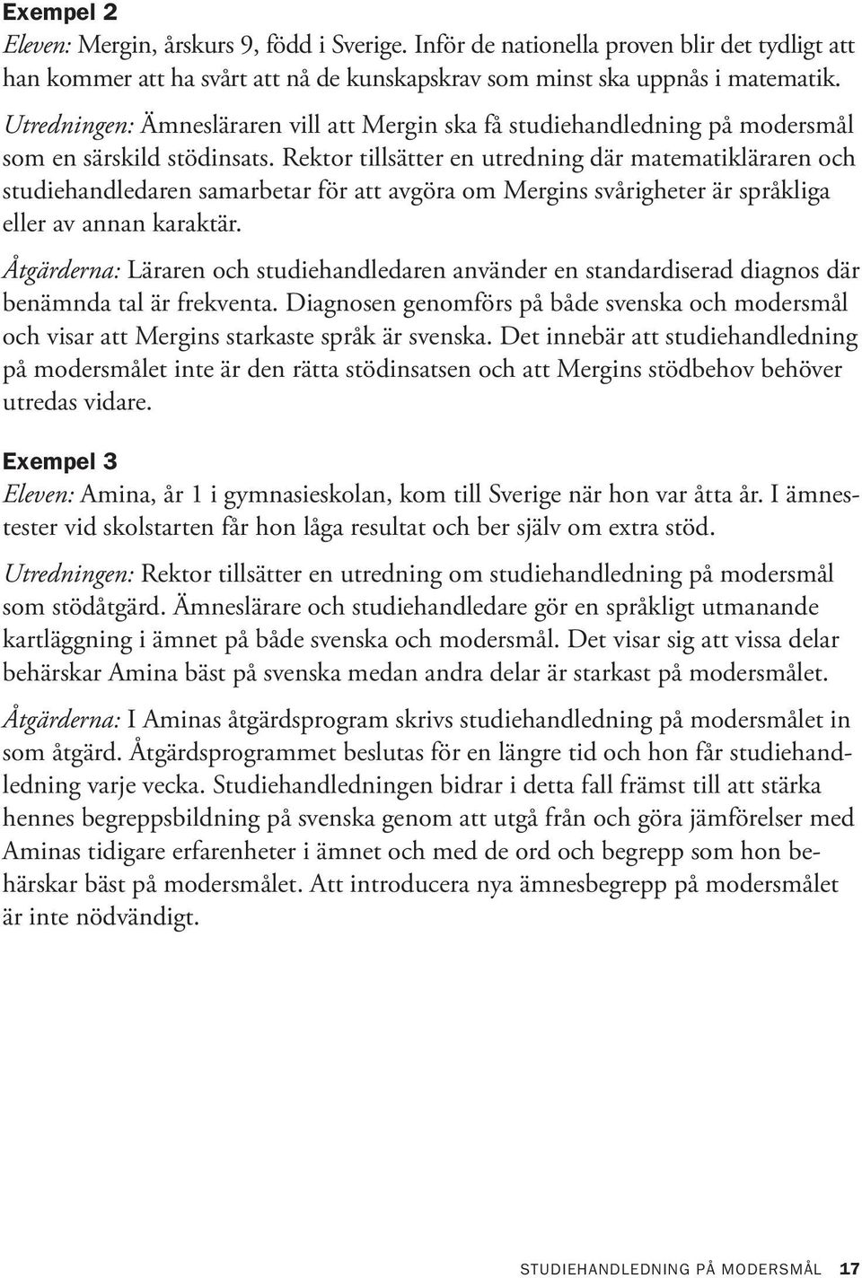 Rektor tillsätter en utredning där matematikläraren och studiehandledaren samarbetar för att avgöra om Mergins svårigheter är språkliga eller av annan karaktär.