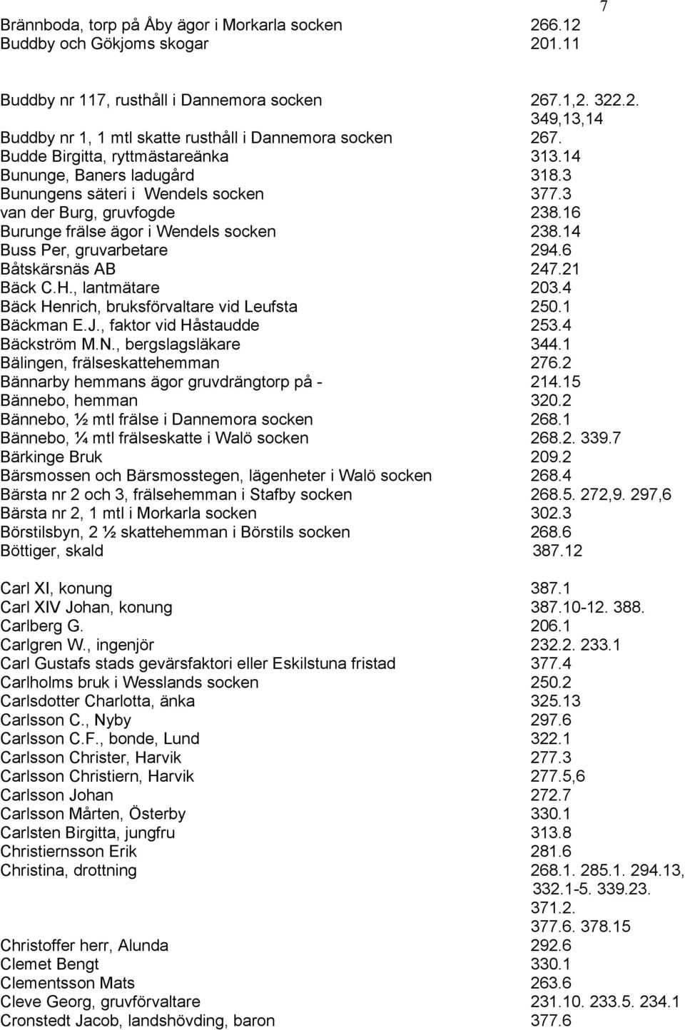 14 Buss Per, gruvarbetare 294.6 Båtskärsnäs AB 247.21 Bäck C.H., lantmätare 203.4 Bäck Henrich, bruksförvaltare vid Leufsta 250.1 Bäckman E.J., faktor vid Håstaudde 253.4 Bäckström M.N.