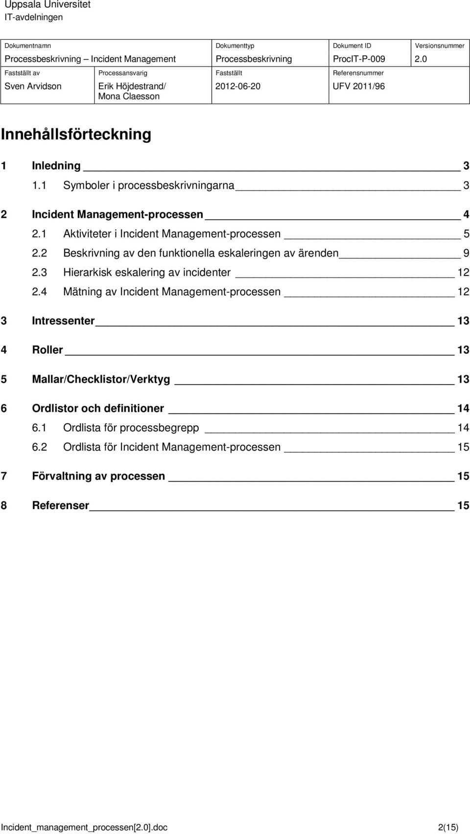 3 Hierarkisk eskalering av incidenter 12 2.