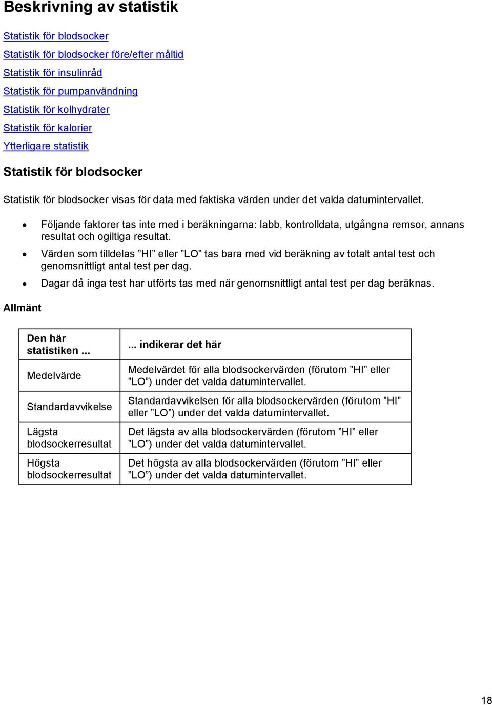 Följande faktorer tas inte med i beräkningarna: labb, kontrolldata, utgångna remsor, annans resultat och ogiltiga resultat.