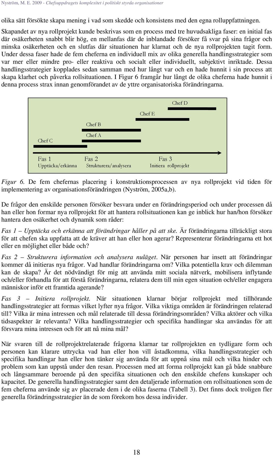 och minska osäkerheten och en slutfas där situationen har klarnat och de nya rollprojekten tagit form.