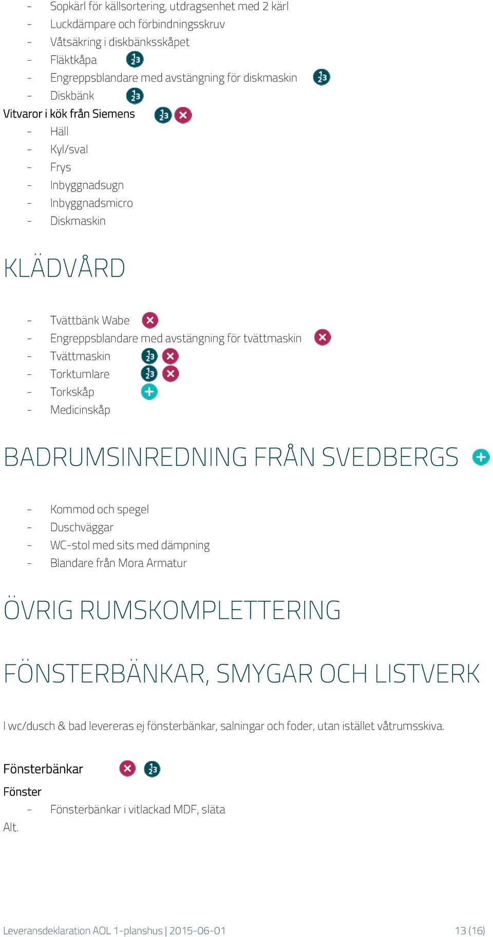 Torktumlare - Torkskåp - Medicinskåp BADRUMSINREDNING FRÅN SVEDBERGS - Kommod och spegel - Duschväggar - WC-stol med sits med dämpning - Blandare från Mora Armatur ÖVRIG RUMSKOMPLETTERING