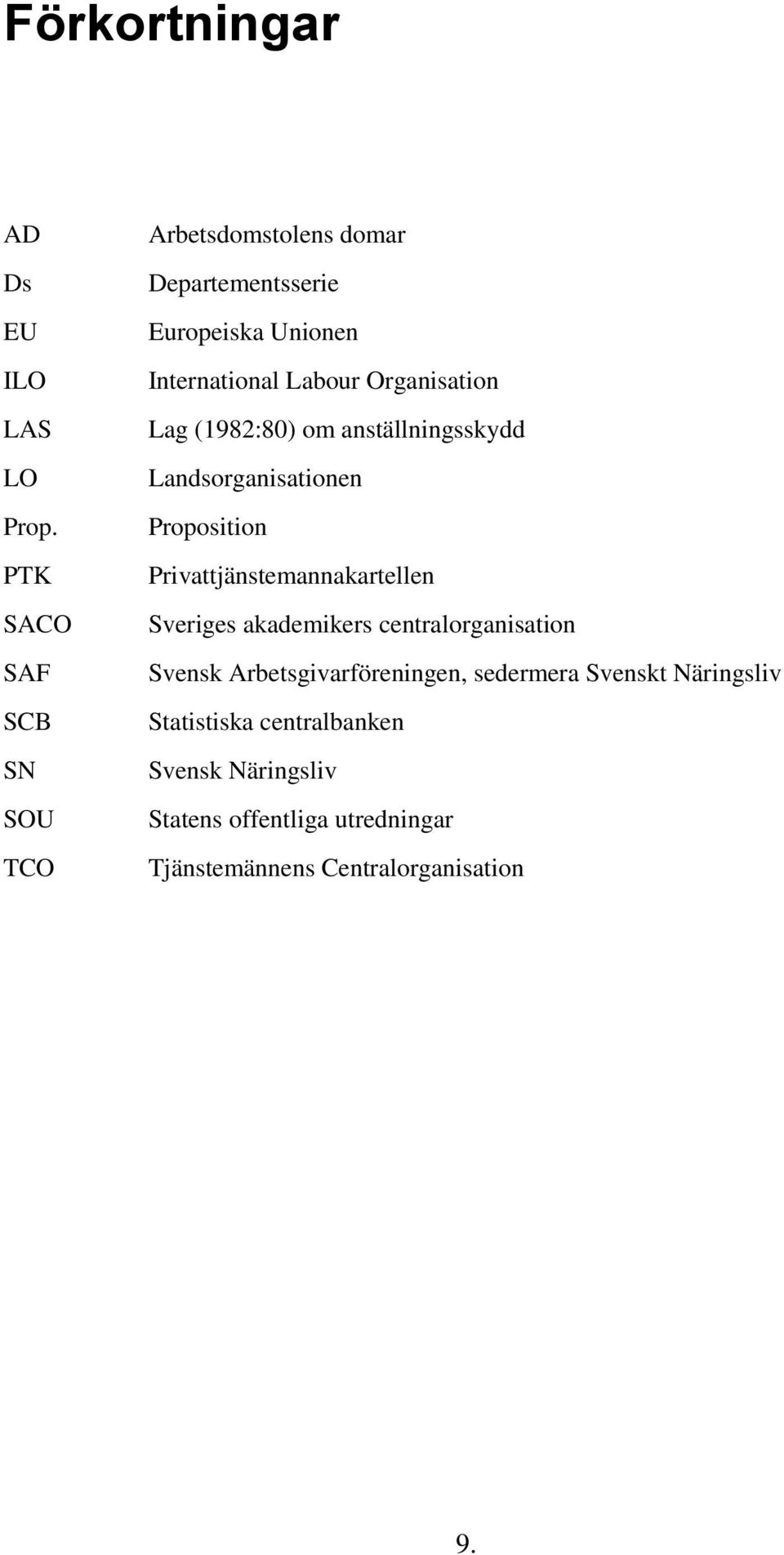 Organisation Lag (1982:80) om anställningsskydd Landsorganisationen Proposition Privattjänstemannakartellen Sveriges