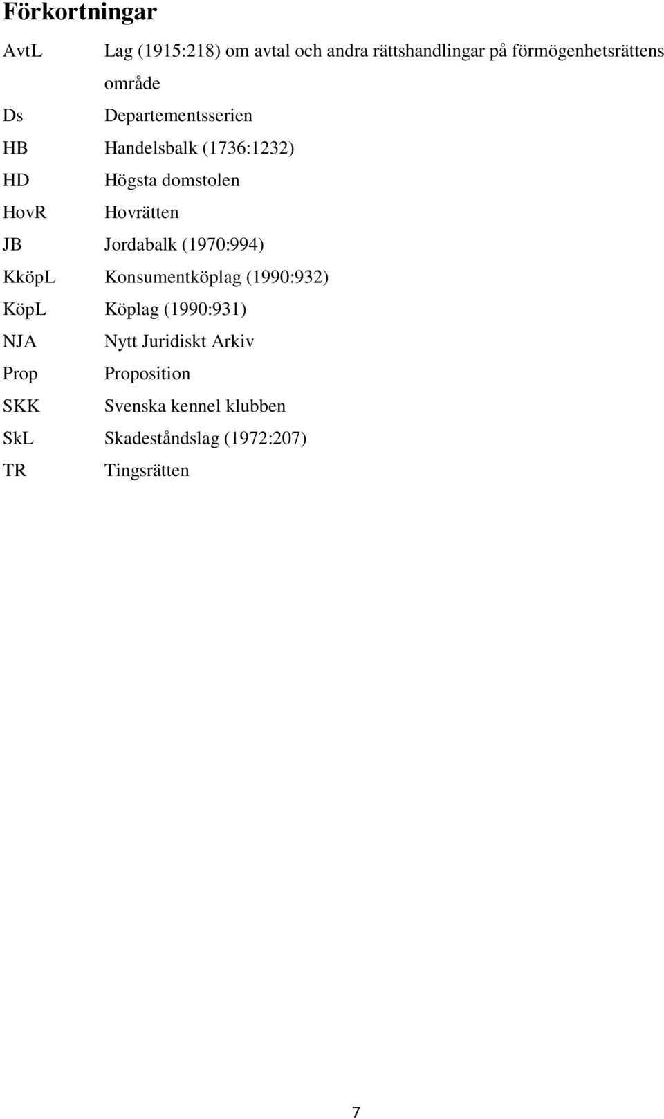 Jordabalk (1970:994) KköpL Konsumentköplag (1990:932) KöpL Köplag (1990:931) NJA Nytt