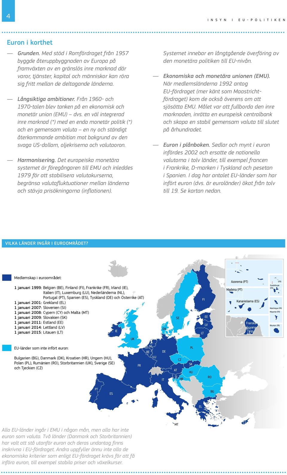 länderna. Långsiktiga ambitioner. Från 1960- och 1970-talen blev tanken på en ekonomisk och monetär union (EMU) dvs.