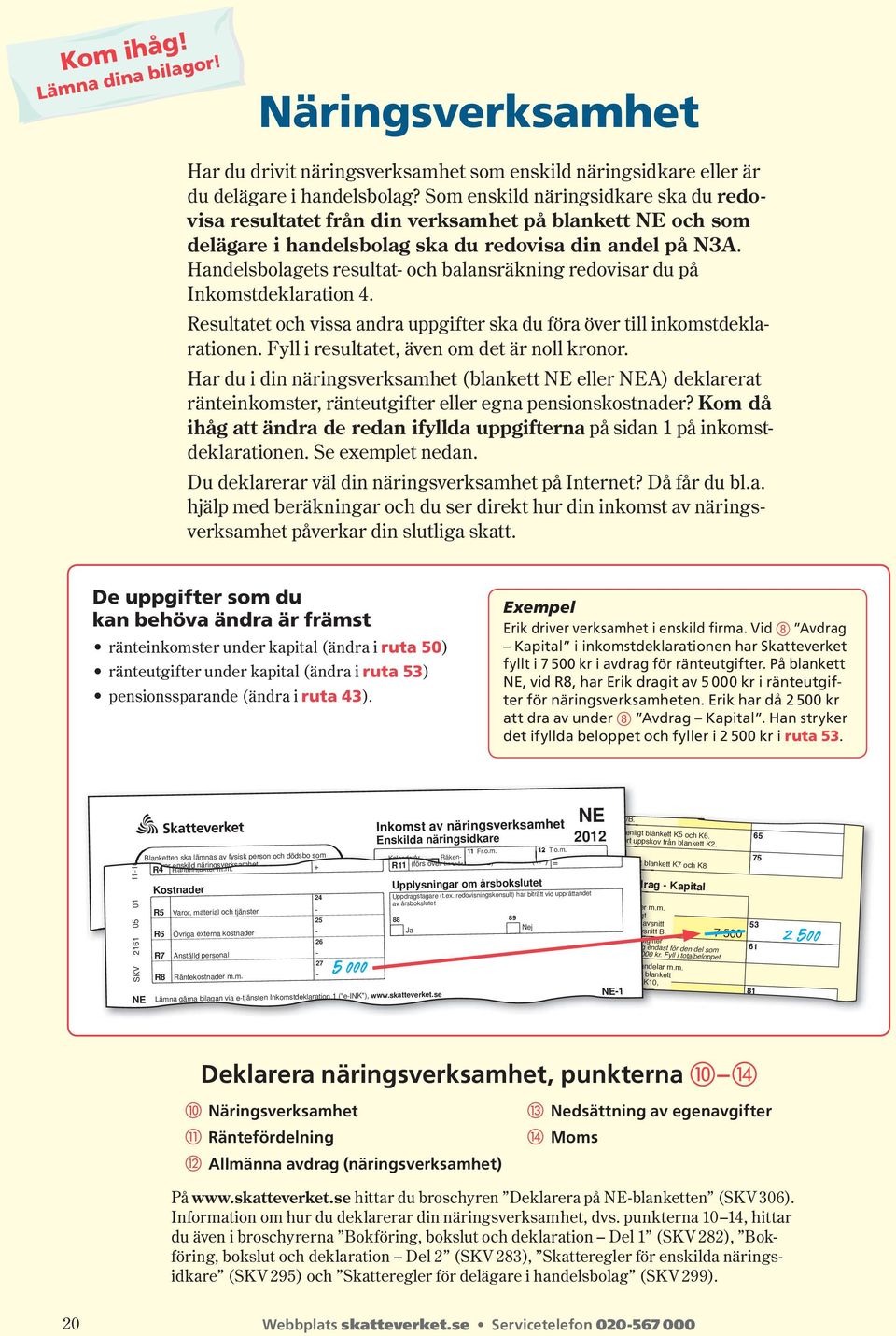 Handelsbolagets resultat- och balansräkning redovisar du på Inkomst deklaration 4. Resultatet och vissa andra uppgifter ska du föra över till inkomstdeklarationen.