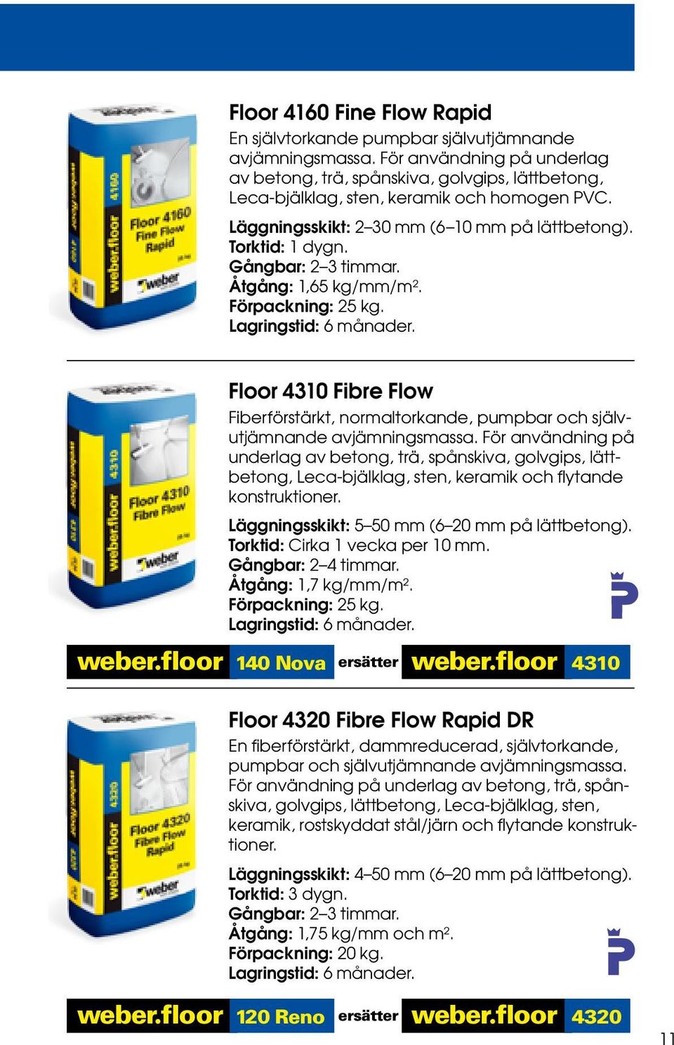 Gångbar: 2 3 timmar. Åtgång: 1,65 kg/mm/m². Förpackning: 25 kg. Lagringstid: 6 månader. Floor 4310 Fibre Flow Fiberförstärkt, normaltorkande, pumpbar och självutjämnande avjämningsmassa.