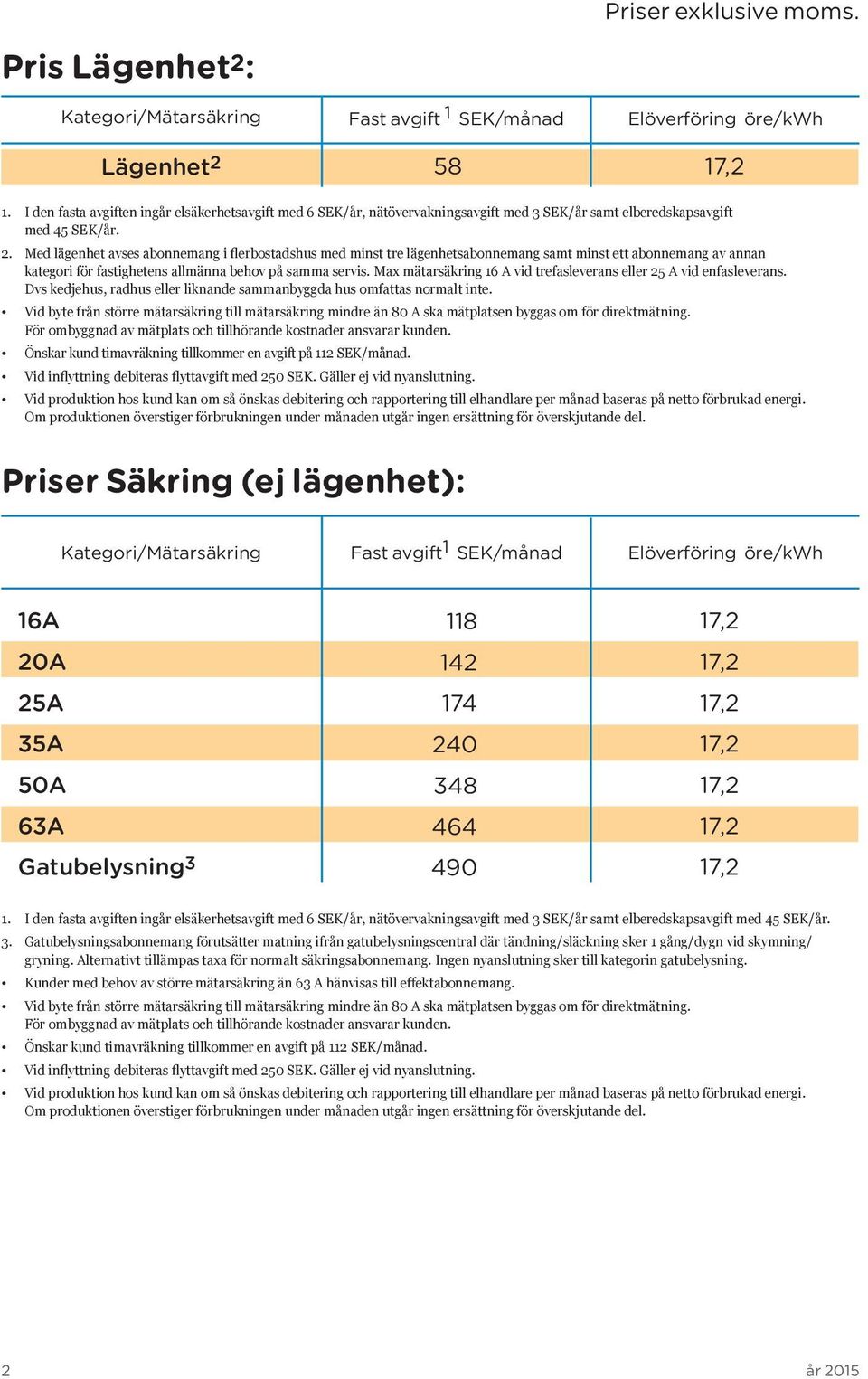 Med lägenhet avses abonnemang i flerbostadshus med minst tre lägenhetsabonnemang samt minst ett abonnemang av annan kategori för fastighetens allmänna behov på samma servis.