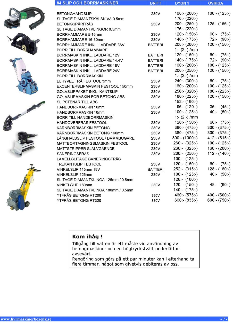 5mm 176:- (220:-) BORRHAMMARE 5-16mm 230V 120:- (150:-) 60:- (75:-) BORRHAMMARE 16-30mm 230V 140:- (175:-) 72:- (90:-) BORRHAMMARE INKL.