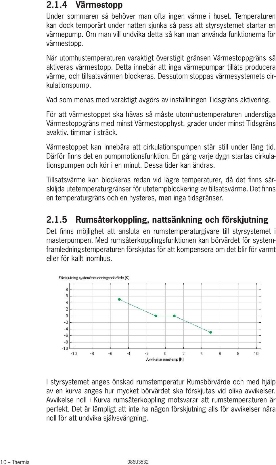 Detta innebär att inga värmepumpar tillåts producera värme, och tillsatsvärmen blockeras. Dessutom stoppas värmesystemets cirkulationspump.