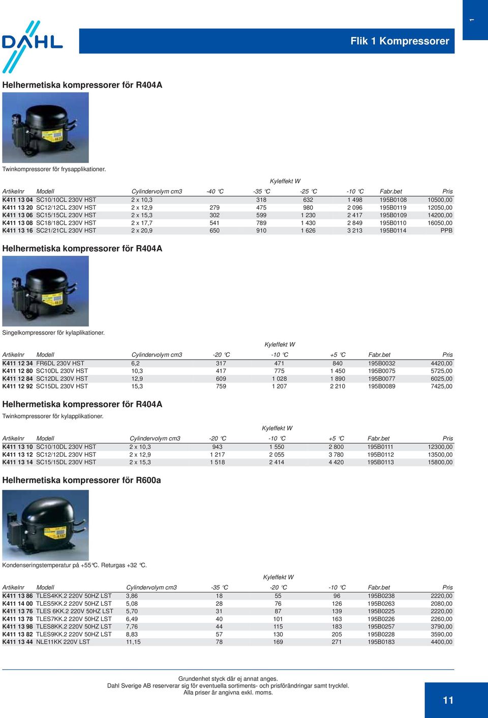 599 1 230 2 417 195B0109 14200,00 K411 13 08 SC18/18CL 230V HST 2 x 17,7 541 789 1 430 2 849 195B0110 16050,00 K411 13 16 SC21/21CL 230V HST 2 x 20,9 650 910 1 626 3 213 195B0114 PPB Helhermetiska