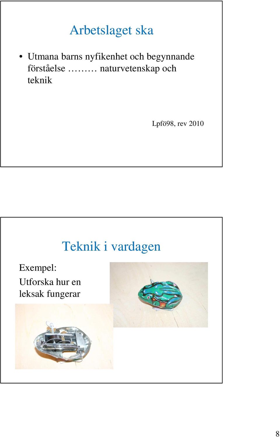 och teknik Lpfö98, rev 2010 Exempel:
