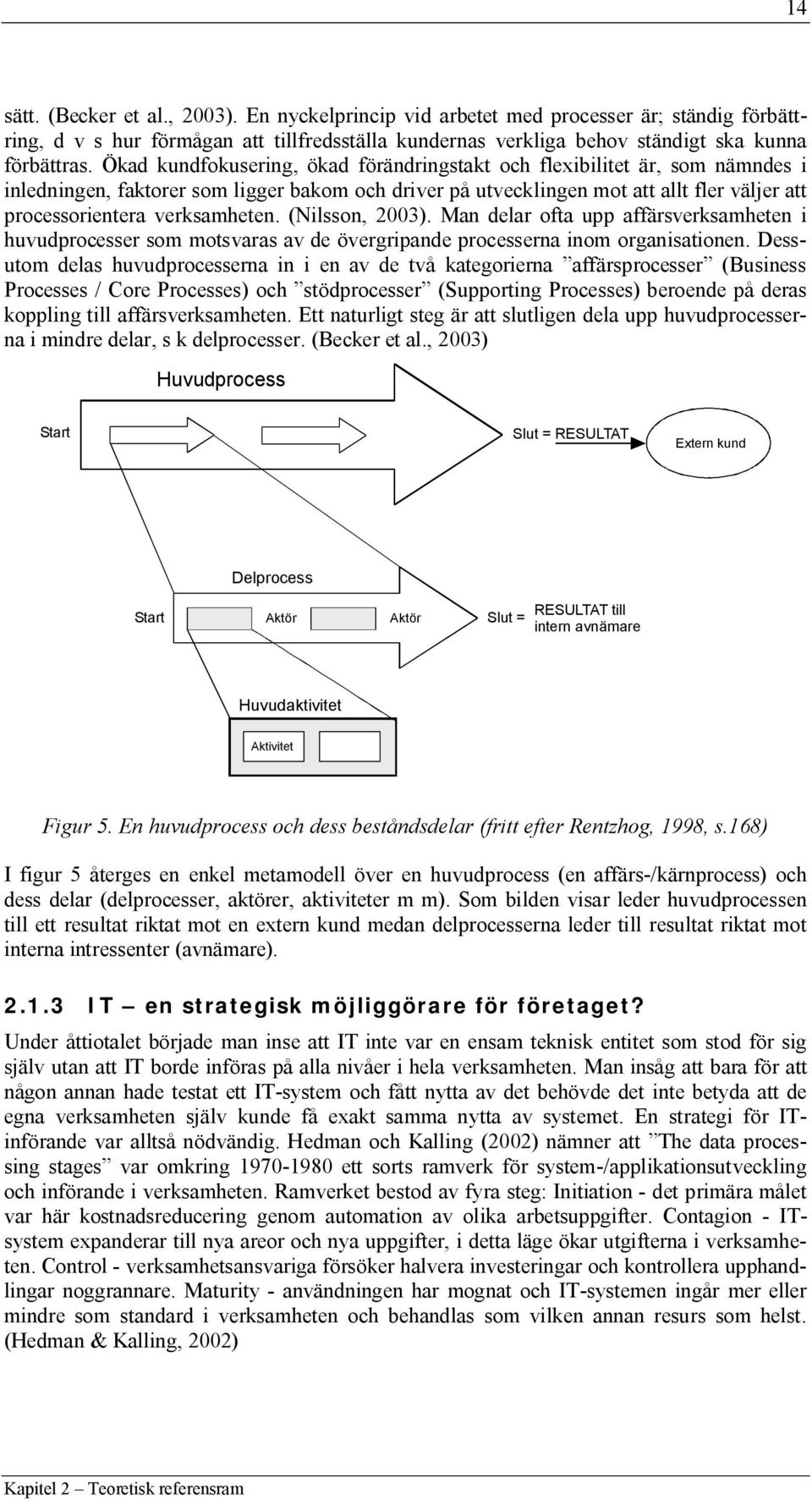 verksamheten. (Nilsson, 2003). Man delar ofta upp affärsverksamheten i huvudprocesser som motsvaras av de övergripande processerna inom organisationen.