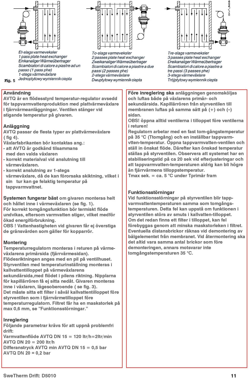 : - att AVTQ är godkänd tilsammans med den valda växlaren - korrekt materialval vid anslutning till värmeväxlaren.