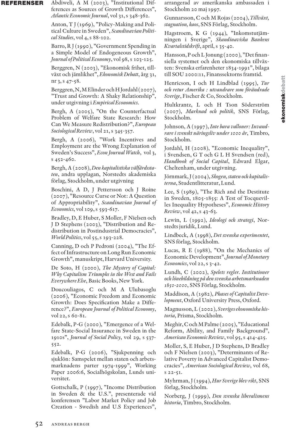 Barro, R J (1990), Government Spending in a Simple Model of Endogeneous Growth, Journal of Political Economy, vol 98, s 103-125.