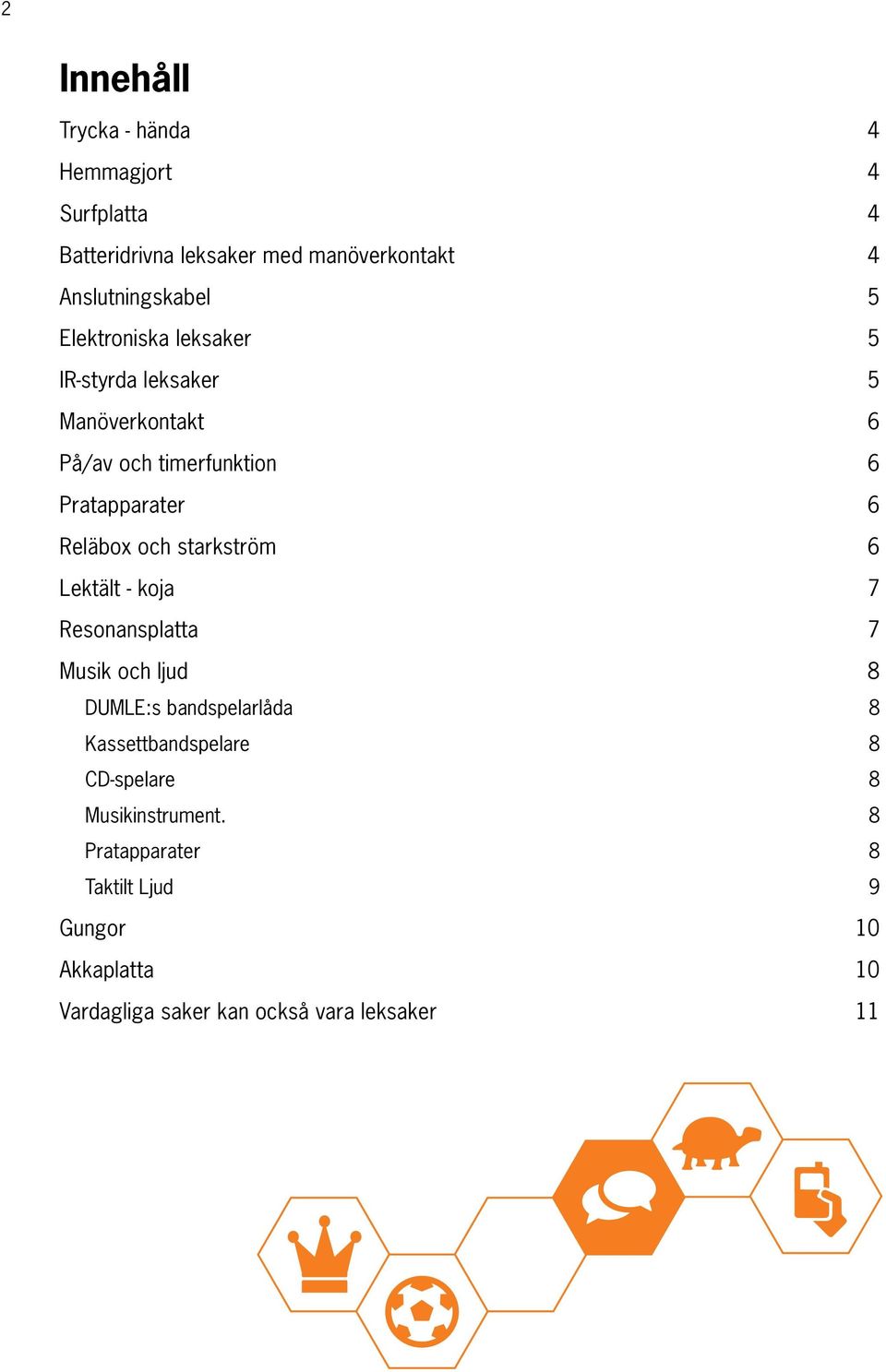 starkström 6 Lektält - koja 7 Resonansplatta 7 Musik och ljud 8 DUMLE:s bandspelarlåda 8 Kassettbandspelare 8