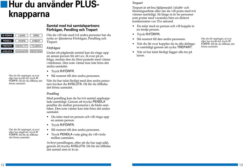 Förfrågan Under ett pågående samtal kan du ringa upp en annan person för att t.ex. få svar på en fråga, medan den du först pratade med väntar i telefonen.