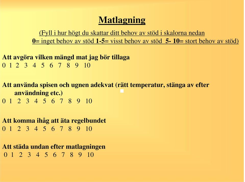 Att använda spisen och ugnen adekvat (rätt temperatur, stänga av efter användning etc.