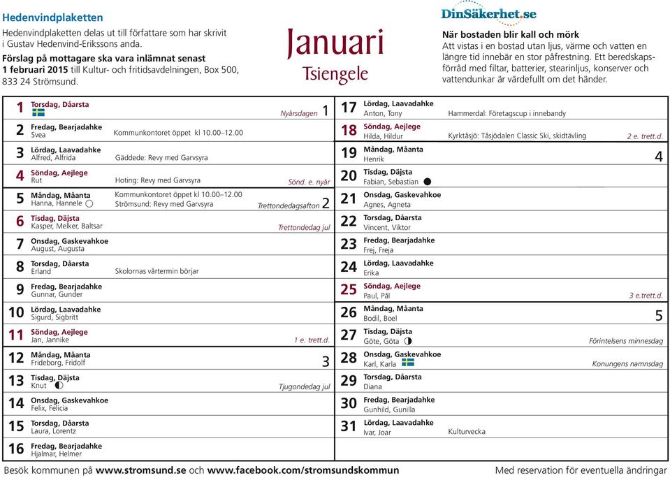 Januari Tsiengele När bostaden blir kall och mörk Att vistas i en bostad utan ljus, värme och vatten en längre tid innebär en stor påfrestning.