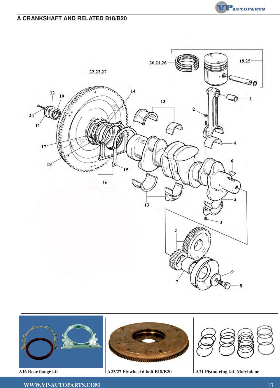 Flywheel 6 bolt B18/B20 A21 Piston