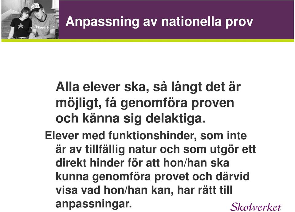 Elever med funktionshinder, som inte är av tillfällig natur och som utgör ett