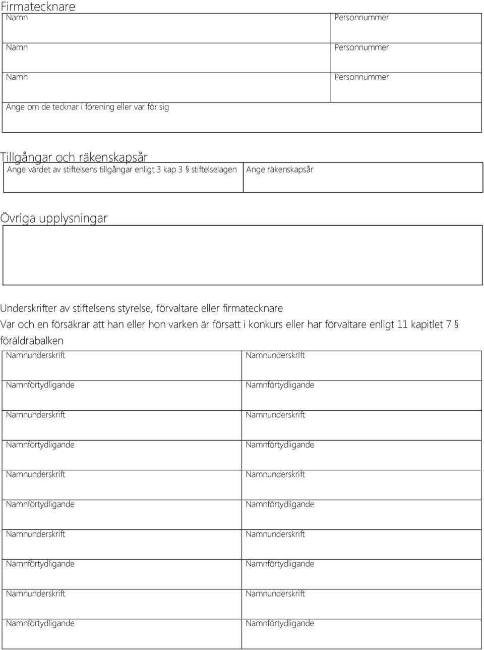 konkurs eller har förvaltare enligt 11 kapitlet 7 föräldrabalken underskrift underskrift förtydligande förtydligande underskrift underskrift förtydligande