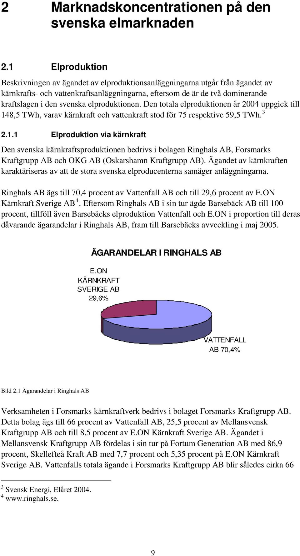 elproduktionen. Den totala elproduktionen år 2004 uppgick till 14